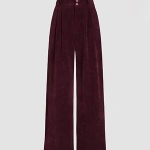 Elegant Burgundy Corduroy Wide-Leg Pants